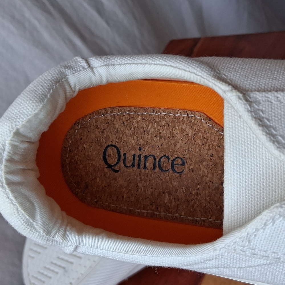 Quince Eco Cotton Canvas White Sneakers Size 6.5 Raw Natural Rubber - Picture 7 of 11